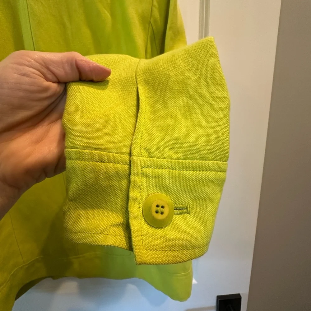 Dana Buchman Like New Neiman Marcus Linen Citron Yellow Green Women's Jacket VTG - Picture 8 of 13